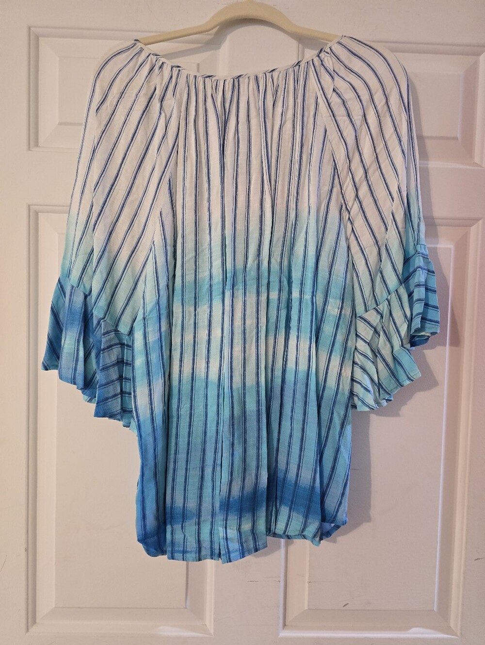 Allison Daley Blue Ombre Striped Peasant Top - Picture 5 of 6